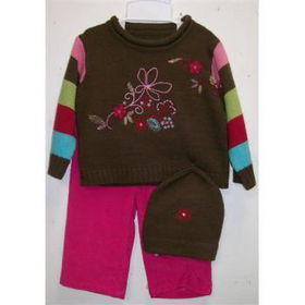 girls 3pc sweater, beanie and pat set Case Pack 6girls 