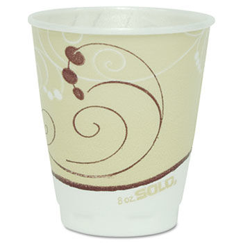 SOLO Cup Company X8J8002 - Symphony Design Trophy Foam Hot/Cold Drink Cups, 8 oz., Beige, 1000/Carton