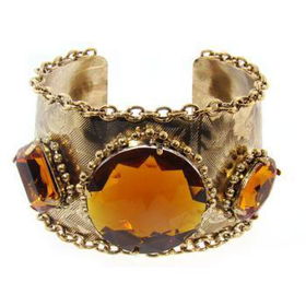 Gold Cuff Bracelet | 3 Topaz Crystals Case Pack 3gold 