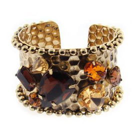 Gold Beehive Cuff Bracelet | Dk Topaz Pear and Pea Case Pack 3gold 