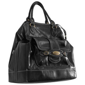 Women's Dual Handle Black Synthetic Leather Satchelwomen 