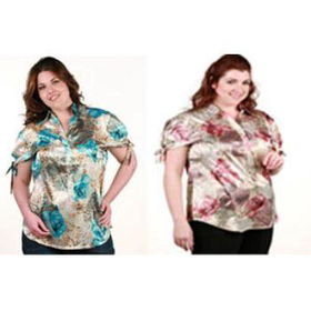 Plus size Short Sleeve Print Sateen Top Case Pack 12plus 