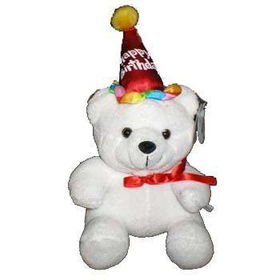 8" White Plush - Happy Birthday - Bear Case Pack 48white 