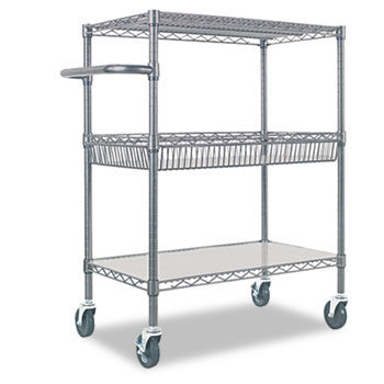 Alera SW543018BA - Three-Tier Wire Rolling Cart, 30w x 18d x 40h, Black Anthracitealera 