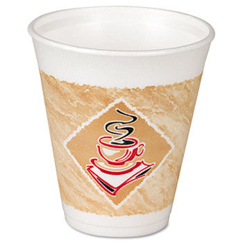 Dart 16X16G - Foam Hot/Cold Cups,16 oz., White w/Brown & Green,1000/Carton