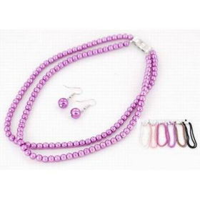 2 Line Pearl 6MM 7 Color Necklace Set Case Pack 12line 