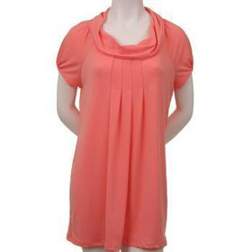 Ladies cap sleeves solid top draped neckline Peach Case Pack 6ladies 