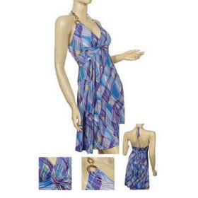 Ladies Plaid/Swirl Design Halter Dress Case Pack 6