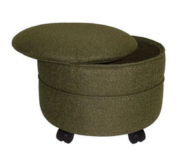 Mossy Green Fabric Round Storage Ottomanmossy 