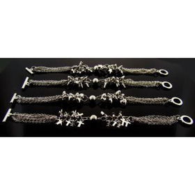 Assorted Silver Charm Bracelets | Priced Per Dozen Case Pack 1assorted 