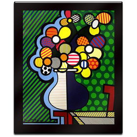 Flowers in Vase by Britto Laminated Wall Ready Art  27 x 32flowers 