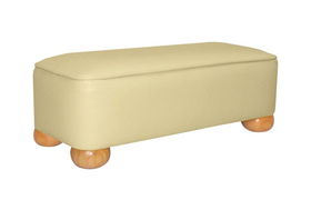 Ivory Vinyl Small Footstool with 2" Bun Feetivory 