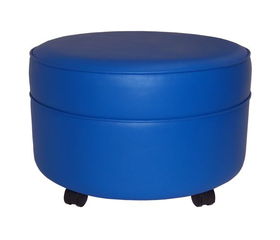 Blue Vinyl Round Extra Large Ottomanblue 