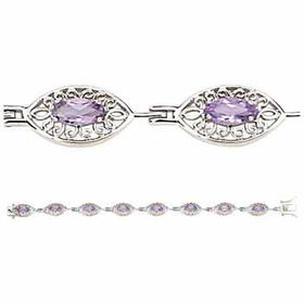 925 Sterling Silver Bracelet w/8 Amethyst Stones Case Pack 1sterling 