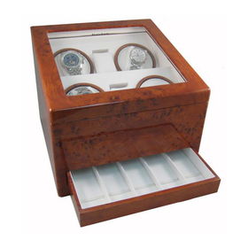 Heiden Quad Watch Winder with Drawer - Burl Woodheiden 