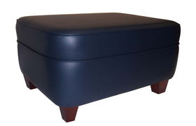 Navy Vinyl Jumbo Rectangle Ottoman with 4" Square Dark Wood Legsnavy 