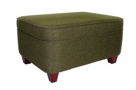 Mossy Green Fabric Jumbo Rectangle Ottoman with 4" Square Dark Wood Legsmossy 