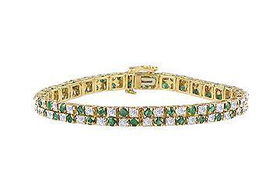 Emerald and Diamond Bracelet : 10K Yellow Gold - 5.00 CT TGWemerald 