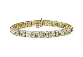 Emerald and Diamond Bracelet : 10K Yellow Gold - 4.00 CT TGWemerald 