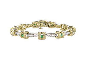 Emerald and Diamond Bracelet : 10K Yellow Gold - 2.00 CT TGWemerald 