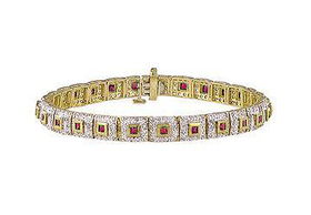 Ruby and Diamond Bracelet : 10K Yellow Gold - 4.00 CT TGWruby 