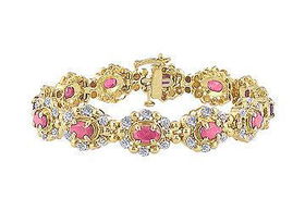 Ruby and Diamond Bracelet : 10K Yellow Gold - 6.00 CT TGWruby 