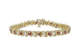 Ruby and Diamond Bracelet : 14K Yellow Gold - 3.00 CT TGWruby 