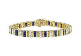 Blue Sapphire and Diamond Bracelet : 10K Yellow Gold - 5.00 CT TGWblue 