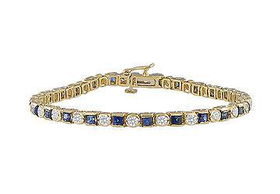 Sapphire and Diamond Bracelet : 10K Yellow Gold - 5.00 CT TGWsapphire 