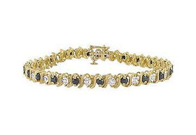 Blue Sapphire and Diamond Bracelet : 14K Yellow Gold - 3.00 CT TGWblue 