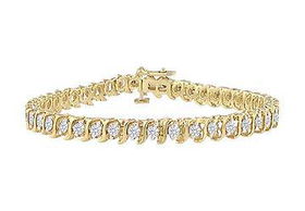 Diamond S Tennis Bracelet : 14K Yellow Gold - 2.00 CT Diamondsdiamond 