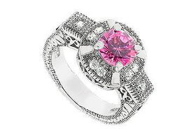 Pink Cubic Zirconia Sterling Silver Ringpink 