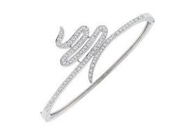 Cubic Zirconia Sterling Silver Bangle Braceletcubic 