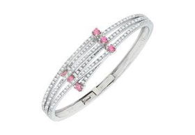 Cubic Zirconia Sterling Silver Bangle Braceletcubic 