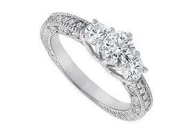 Diamond Engagement Ring : 14K White Gold  1.50 CT Diamonds - Ring Size 9.0diamond 