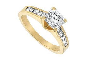 Diamond Engagement Ring : 14K Yellow Gold - 1.50 CT Diamonds - Ring Size 9.5diamond 