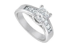 Diamond Engagement Ring : 14K White Gold - 1.50 CT Diamonds - Ring Size 9.5diamond 