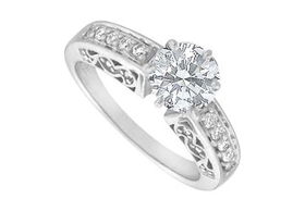 Diamond Engagement Ring : 14K White Gold - 1.25 CT Diamonds - Ring Size 9.0diamond 