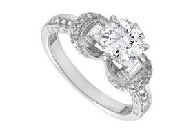 Diamond Engagement Ring : 14K White Gold - 1.50 CT Diamonds - Ring Size 9.0diamond 