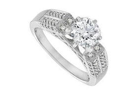 Diamond Engagement Ring : 14K White Gold - 1.50 CT Diamonds - Ring Size 9.0diamond 