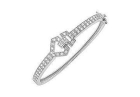 Cubic Zirconia Sterling Silver Bangle Braceletcubic 