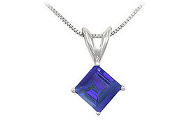 Sapphire Solitaire Pendant : 14K White Gold - 1.00 CT TGWsapphire 