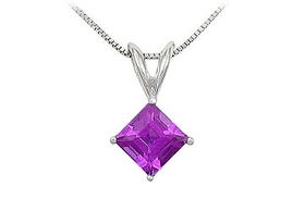 Amethyst Solitaire Pendant : 14K White Gold - 1.00 CT TGWamethyst 