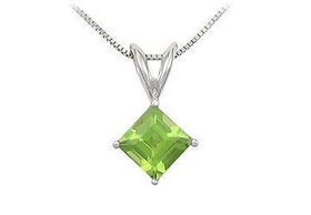 Peridot Solitaire Pendant : 14K White Gold - 1.00 CT TGWperidot 