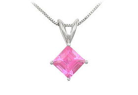 Pink Topaz Solitaire Pendant : 14K White Gold - 1.00 CT TGWpink 