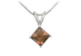 Smoky Topaz Solitaire Pendant : 14K White Gold - 1.00 CT TGWsmoky 