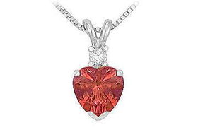 Diamond and Ruby Solitaire Pendant : 14K White Gold - 1.00 CT TGWdiamond 