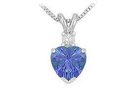 Diamond and Tanzanite Solitaire Pendant : 14K White Gold - 1.00 CT TGWdiamond 