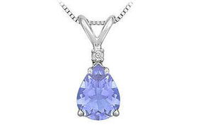 Diamond and Tanzanite Solitaire Pendant : 14K White Gold - 1.00 CT TGWdiamond 