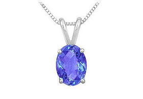 Tanzanite Solitaire Pendant : 14K White Gold - 1.00 CT TGWtanzanite 